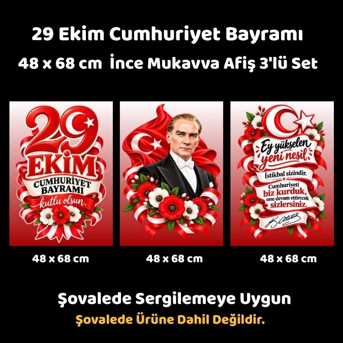 29 EKİM 48 x 68 cm MUKAVVA AFİŞ SETİ 3'LÜ