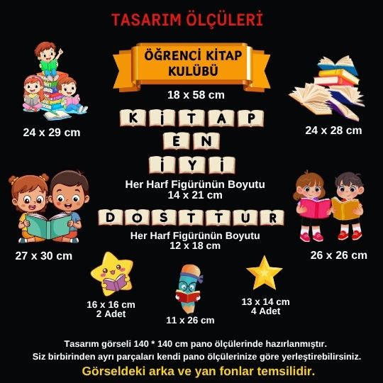 ÖĞRENCİ KİTAP KULÜBÜ Hazır Fügür Kesim Pano Süsü 