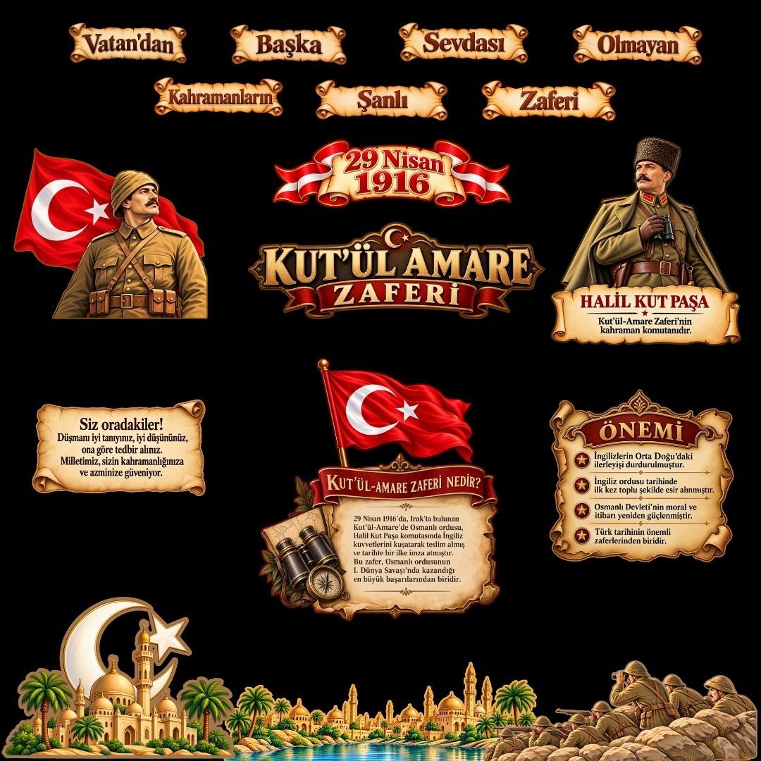 KUT'ÜL AMARE ZAFERİ Hazır Fügür Kesim Pano Süsü 