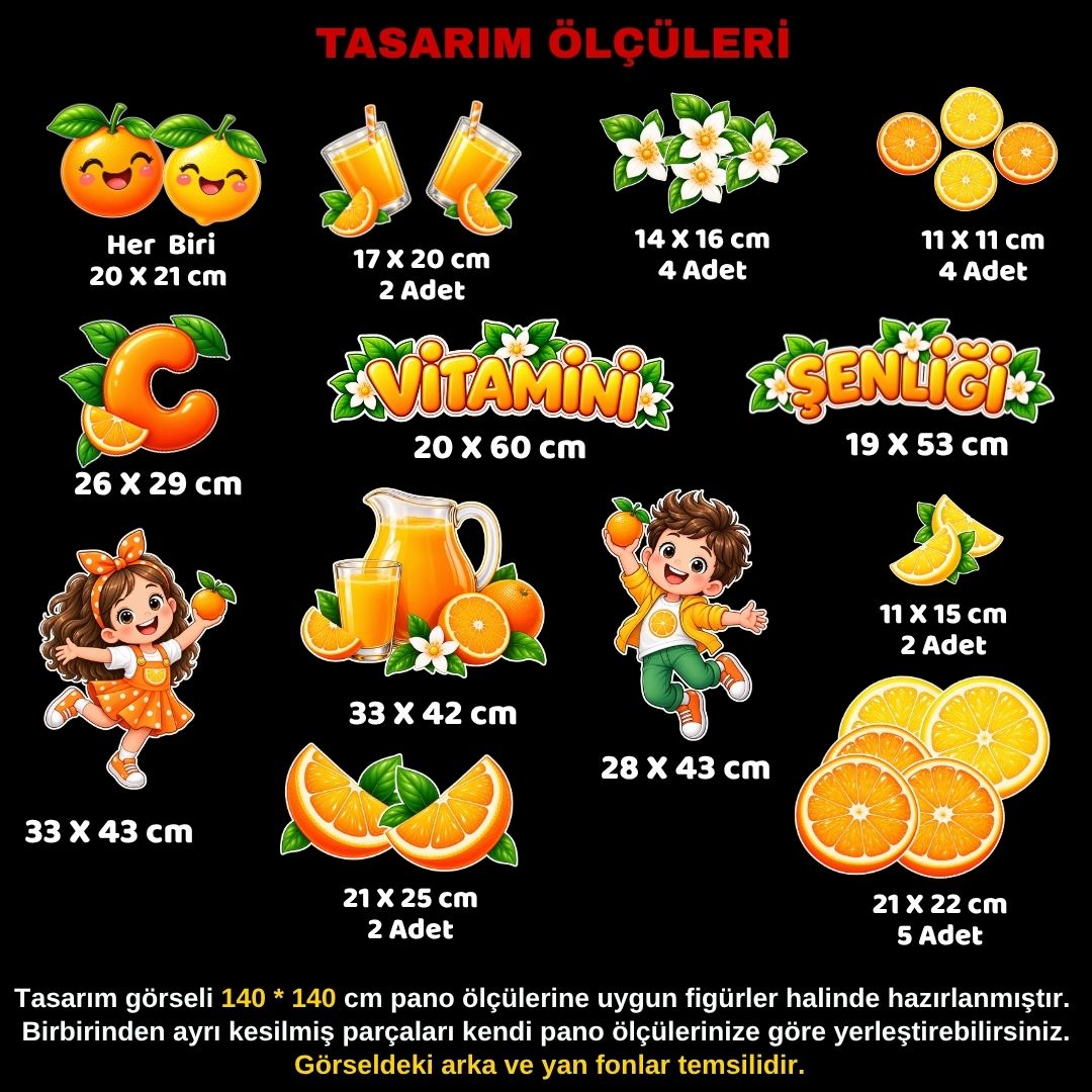 C VİTAMİNİ ŞENLİĞİ Hazır Fügür Kesim Pano Süsü 