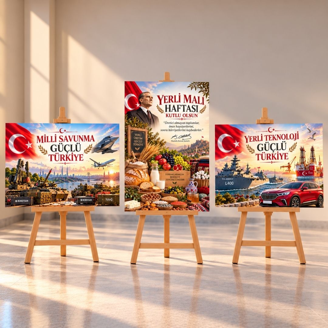 YERLİ MALI HAFTASI 48*68 cm MUKAVVA AFİŞ SETİ 3'LÜ 
