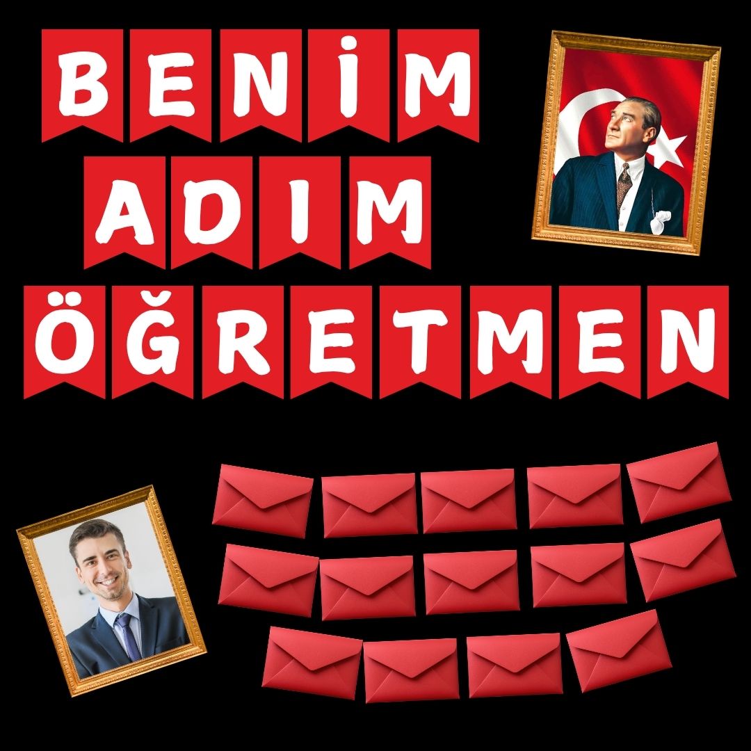 24 KASIM ÖĞRETMENLER GÜNÜ Kişiye Özel Hazır Fügür Kesim Pano Süsü Zarflı