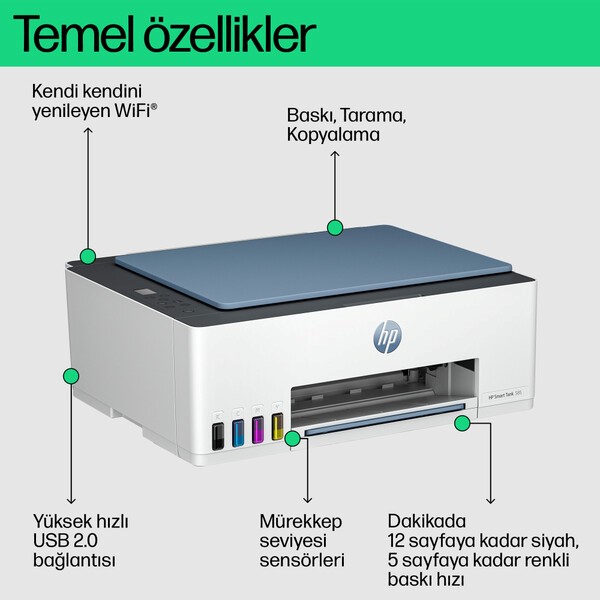 HP 1F3Y2A SMART TANK 580 WIFI COK FONKSIYONLU YAZICI