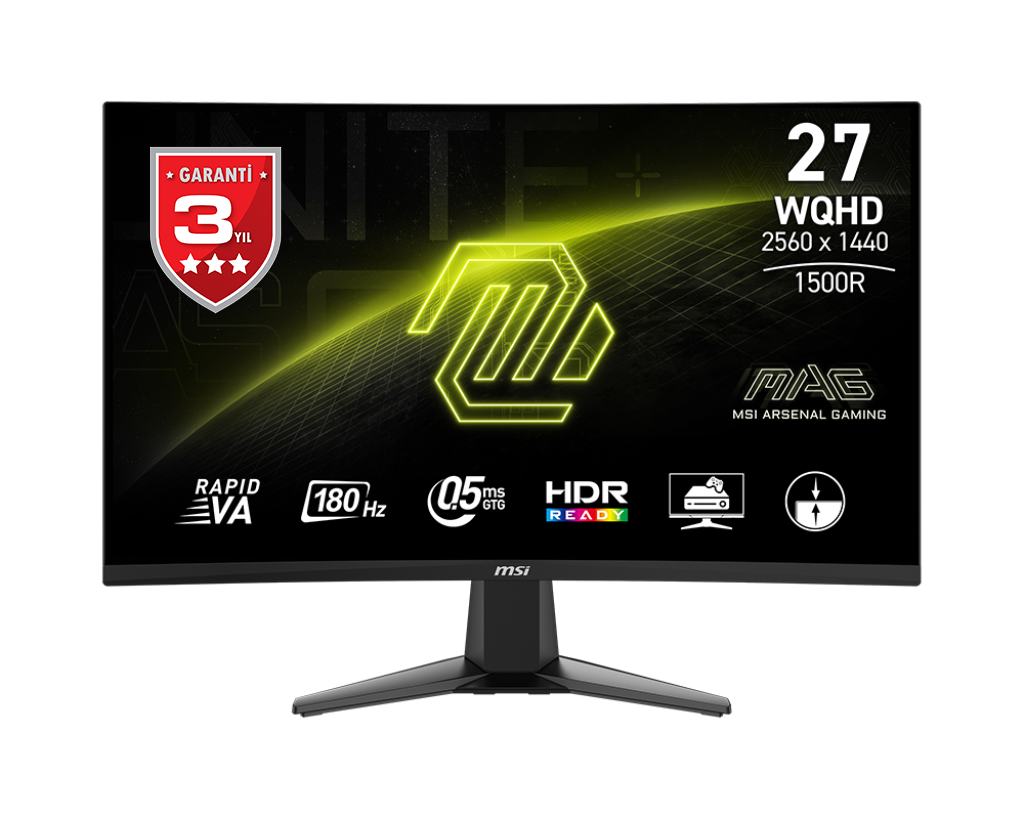 MSI 27 MAG 27CQ6F 2560x1440 (QHD) 16:9 CURVE 1500R RAPID VA 180HZ 1MS FREESYNC GAMING MONITOR