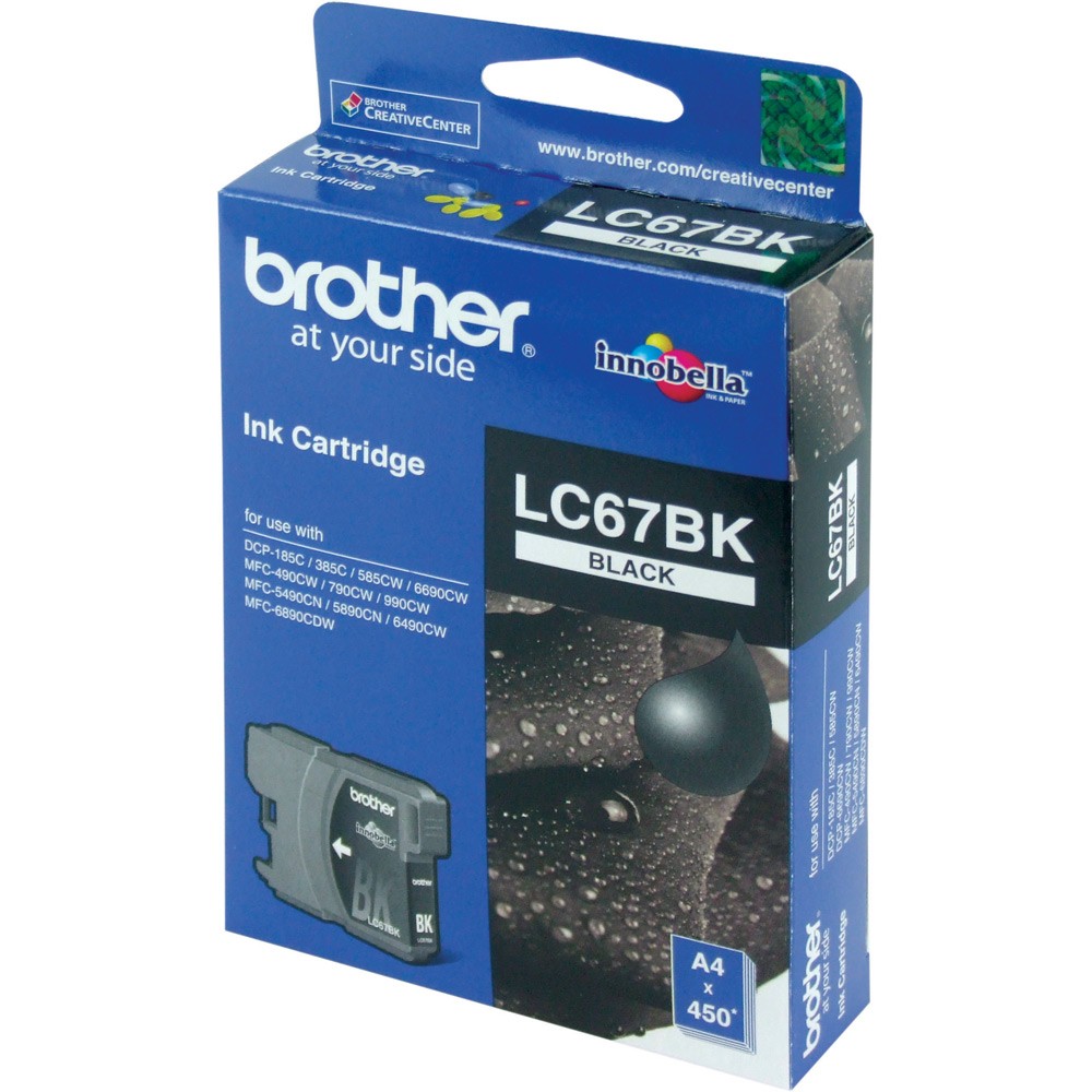 BROTHER LC-67BK BLACK SIYAH 450 SAYFA KARTUS DCP-185-385 MFC-490-615-790-795-990-5490-5890-6490-6890