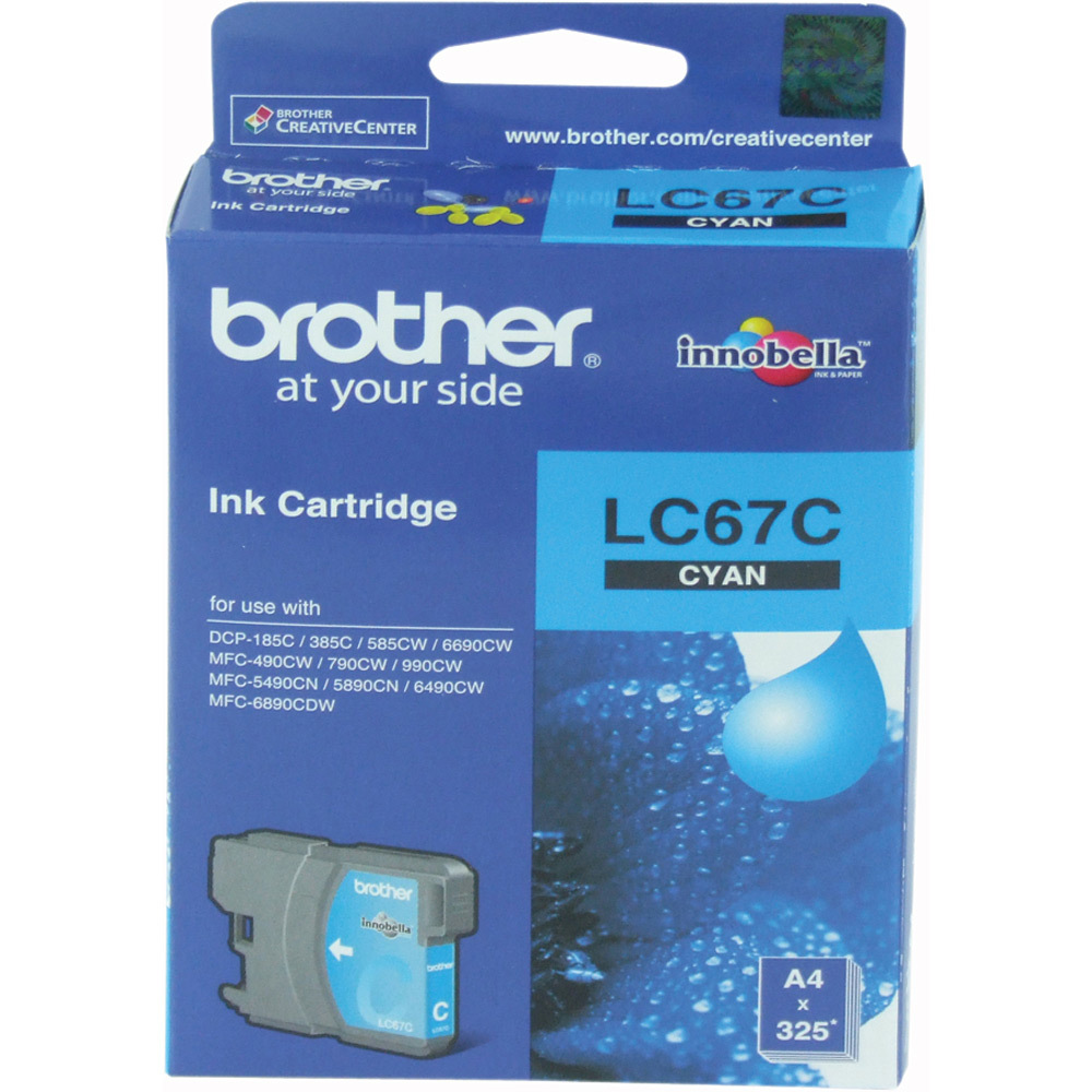 BROTHER LC-67C CYAN MAVI 325 SAYFA KARTUS DCP-185-385 MFC-490-615-790-795-990-5490-5890-6490-6890