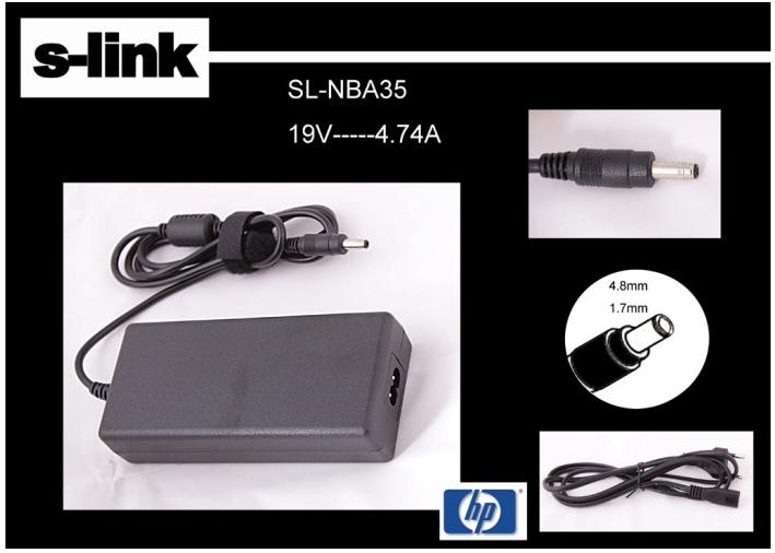 S-LINK SL-NBA35 19V 4.74A 4.8-1.7 BULLET NOTEBOOK ADAPTORU