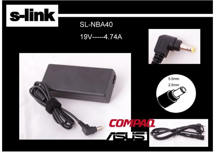 S-LINK SL-NBA40 19V 4.74A 5.5-2.5 NOTEBOOK ADAPTORU