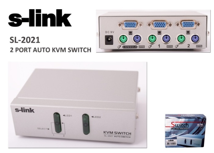 S-LINK SL-2021 2PC-1MN VGA+PS-2 MANUEL KABLOLU KVM SWITCH