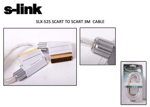 S-LINK SLX-525 SCART TO SCART 3MT GOLD METAL KABLO