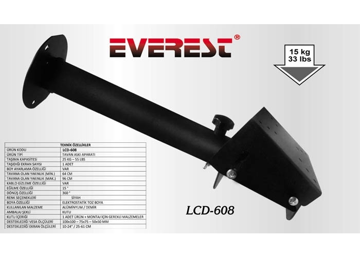 EVEREST LCD-608 50-50 10"-24" TV TAVAN ASKI APARATI