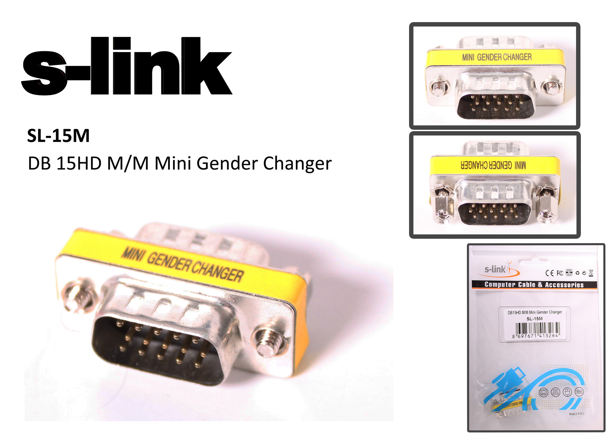 S-LINK SL-15M VGA ERKEK-ERKEK 15PIN DONUSTURUCU