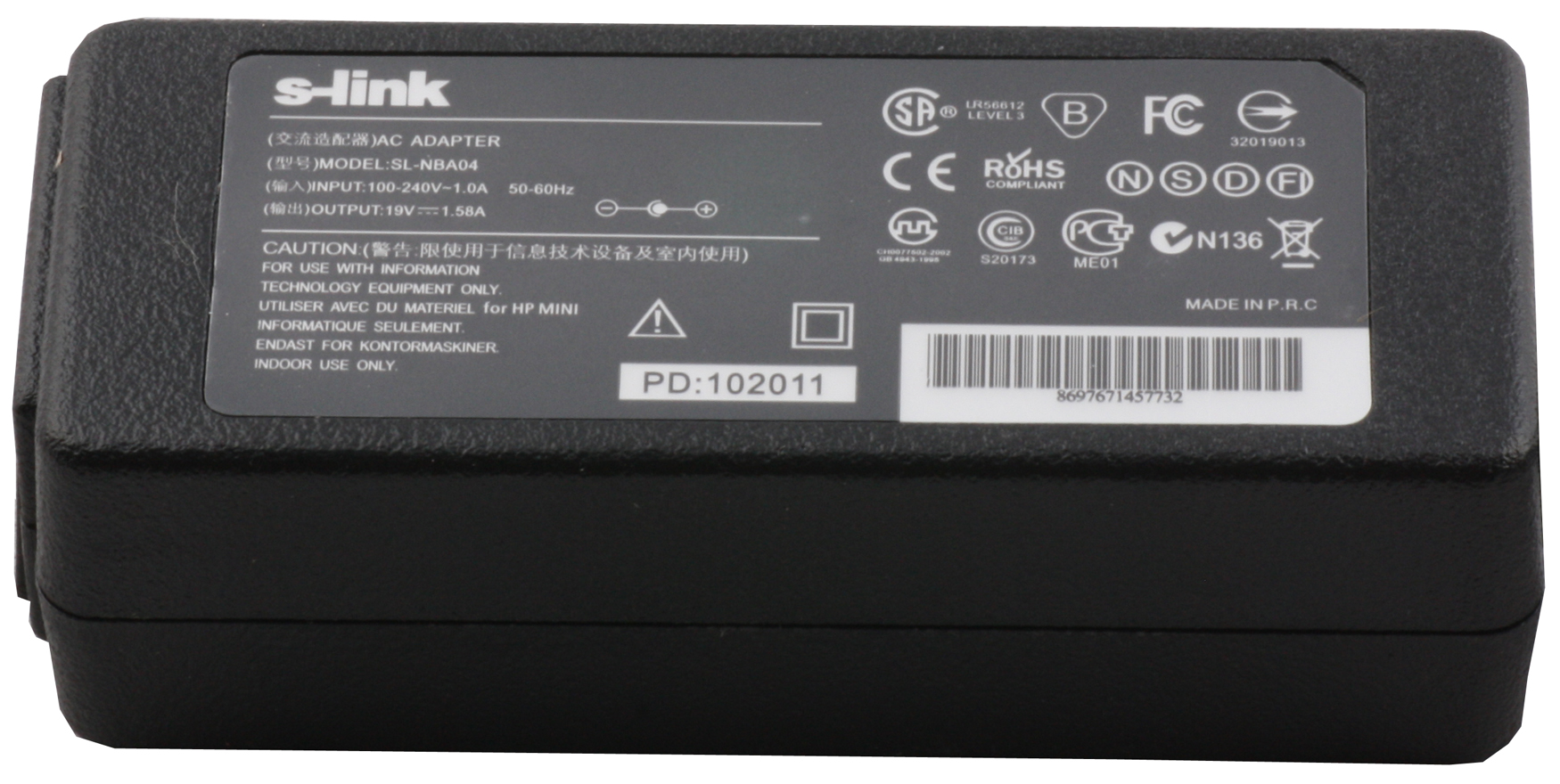 S-LINK SL-NBA04 30W 19V 1.58A 4.0-1.7 NOTEBOOK ADAPTOR