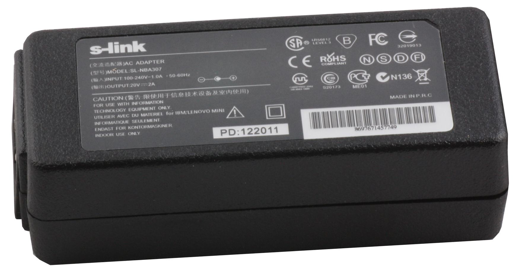 S-LINK SL-NBA307 40W 20V 2A 5.5X2.5 NOTEBOOK ADAPTORU