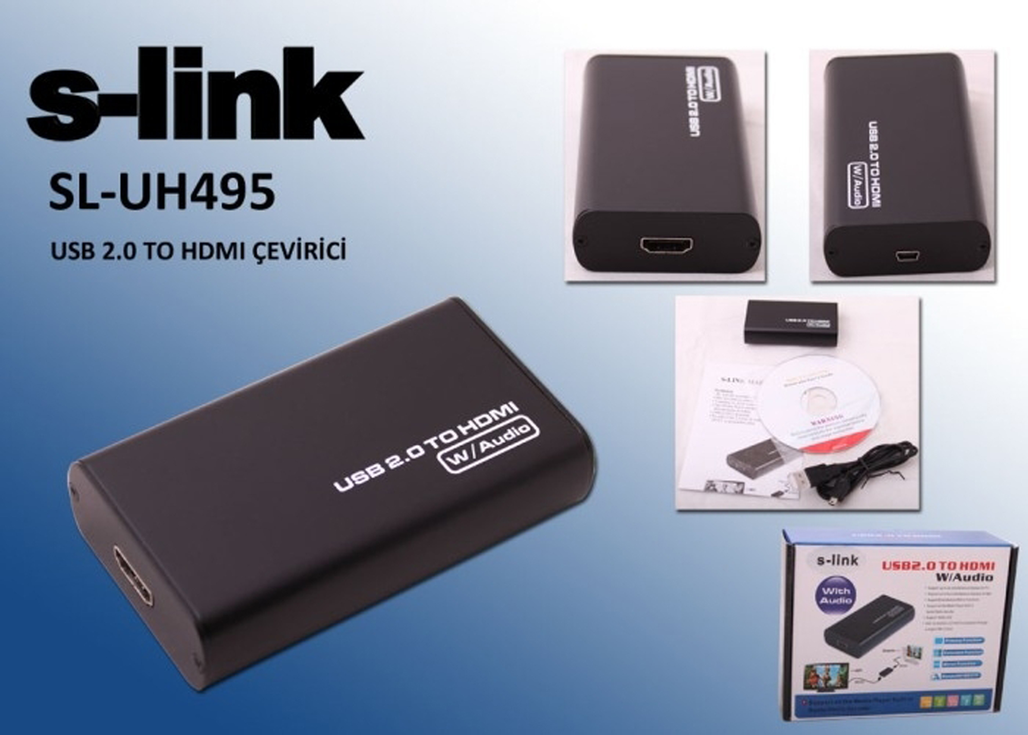 S-LINK SL-UH495 USB 2.0 TO HDMI DONUSTURUCU