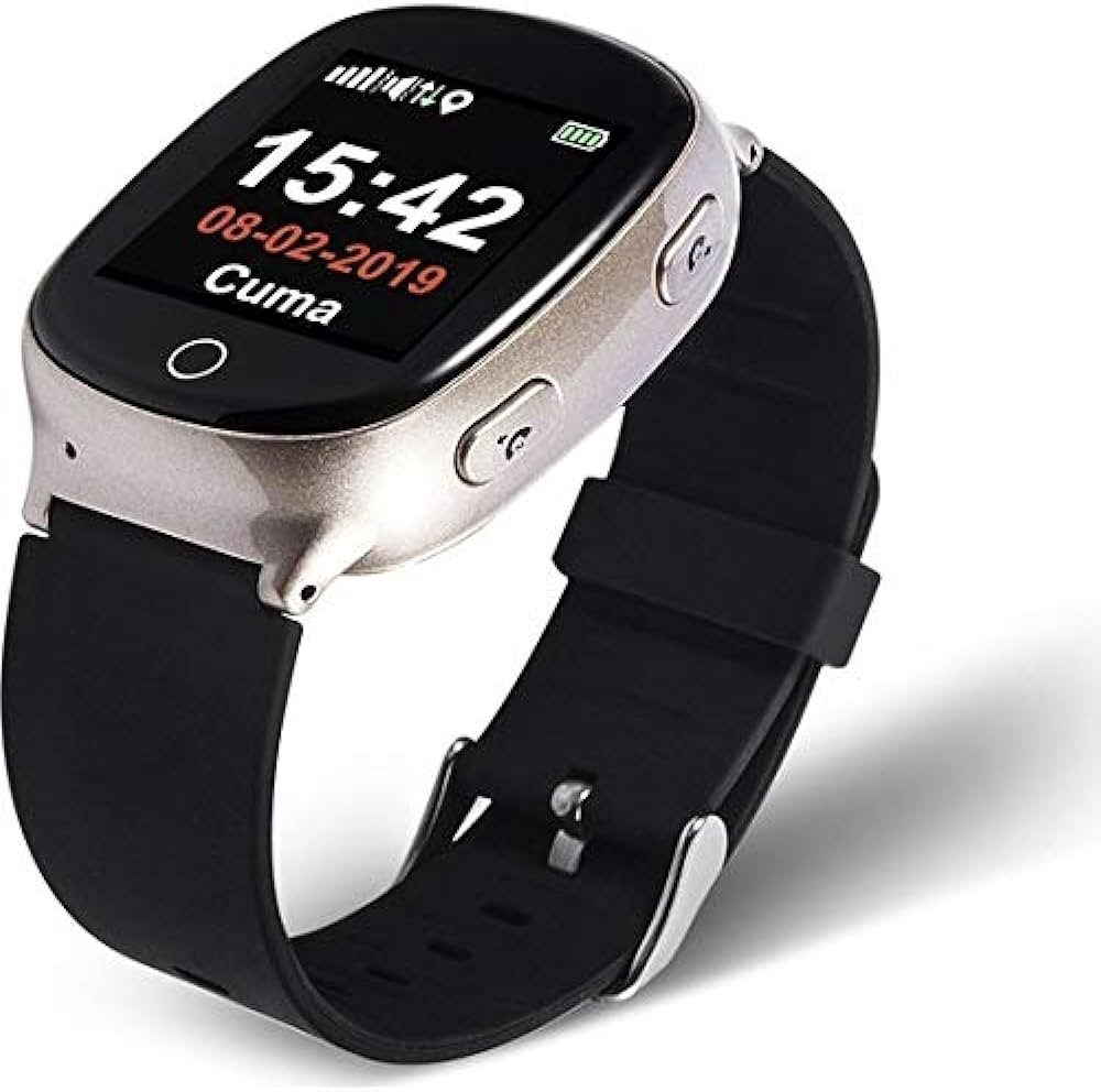 T SMART S3 GPS SENIOR WATCH SIYAH AKILLI YETISKIN SAATI ALZHEIMER