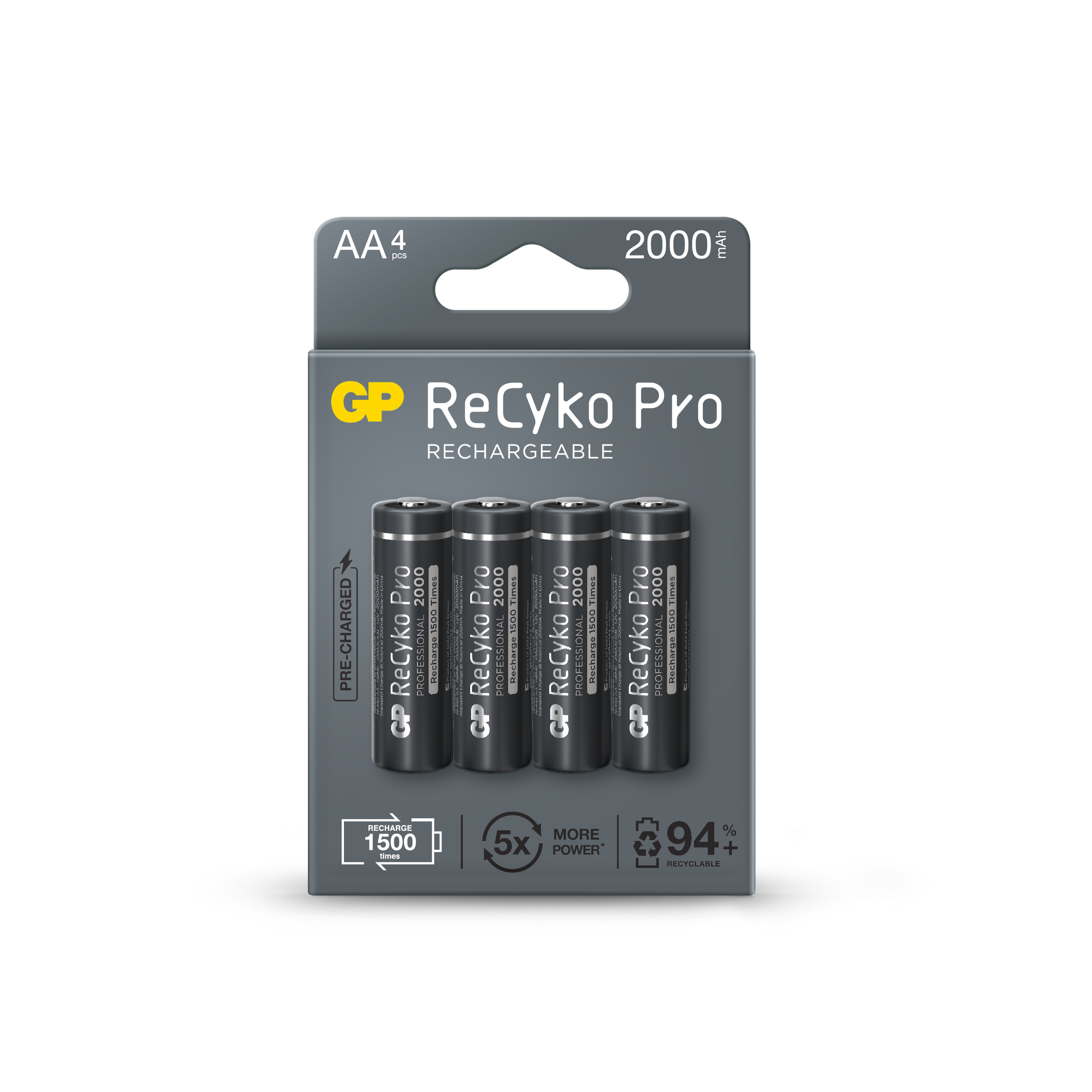 GP AA 2100 MAH SARJLI KALEM PIL 4'LU PAKET RECYKO GP210AAHCBEM-2GB4