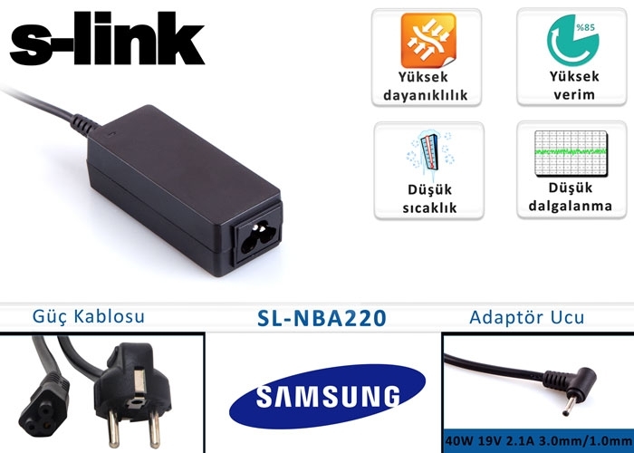 S-LINK SL-NBA220 40W 19V 2.1A 3.0-1.0 ULTRABOOK ADAPTORU