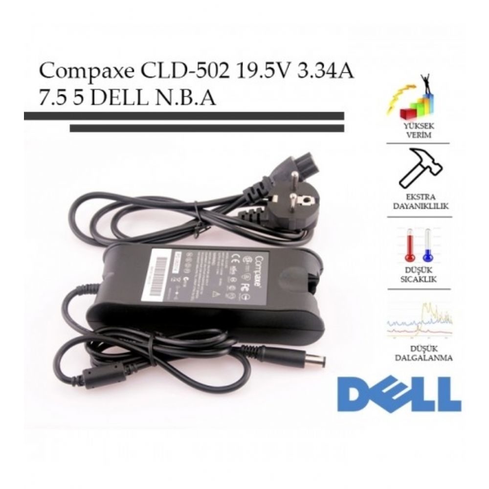 COMPAXE CLD-502 65W 19.5V-3.34A 7.4-5.0 DELL NOTEBOOK ADAPTORU