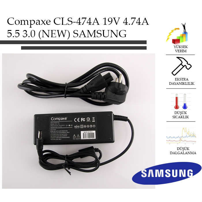 COMPAXE CLS-474A 19V 4.74A 5.5-3.0 SAMSUNG NOTEBOOK ADAPTORU