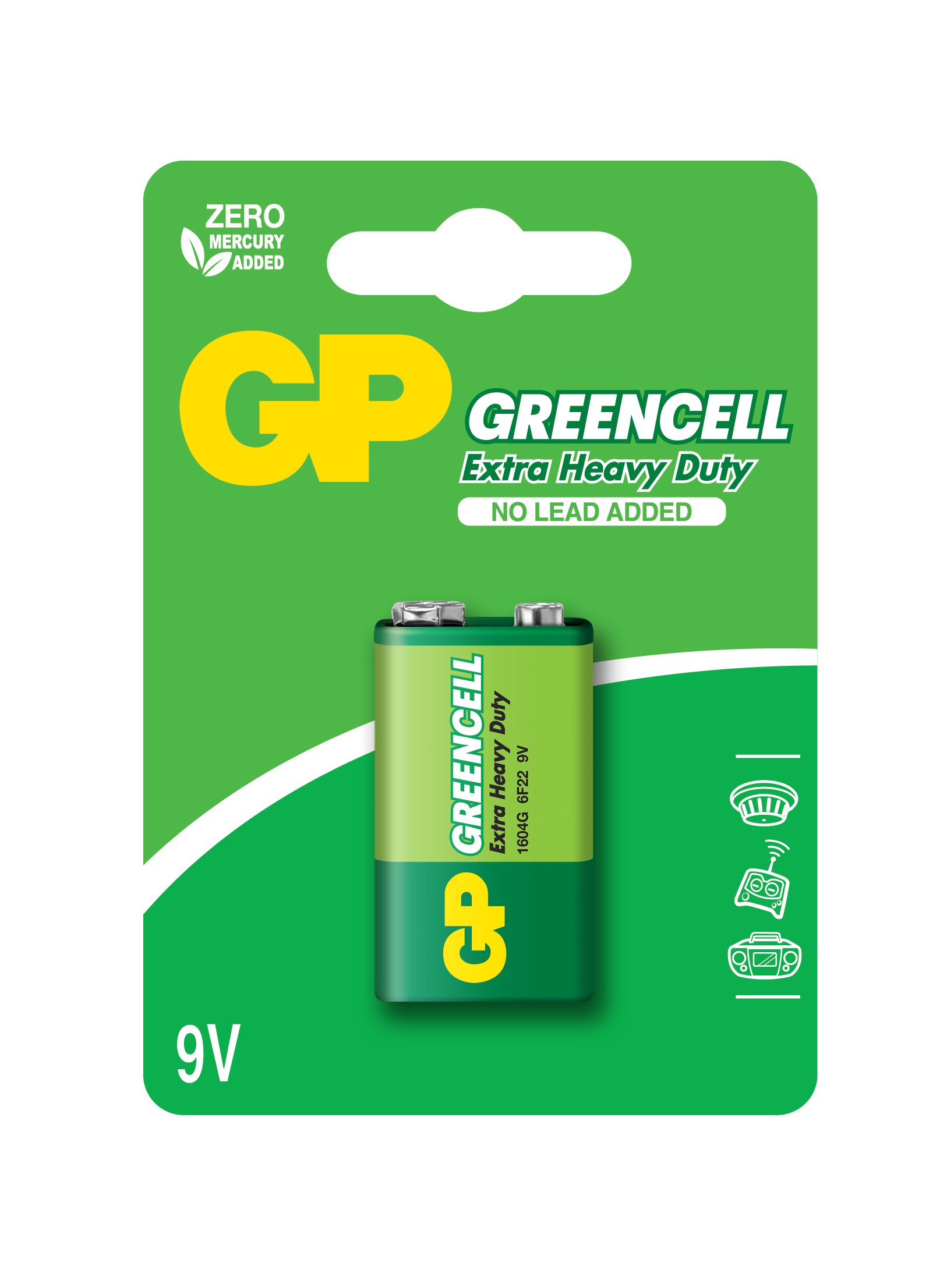 GP GREENCEL 9V CINKO PIL TEKLI PAKET GP1604G-2U1