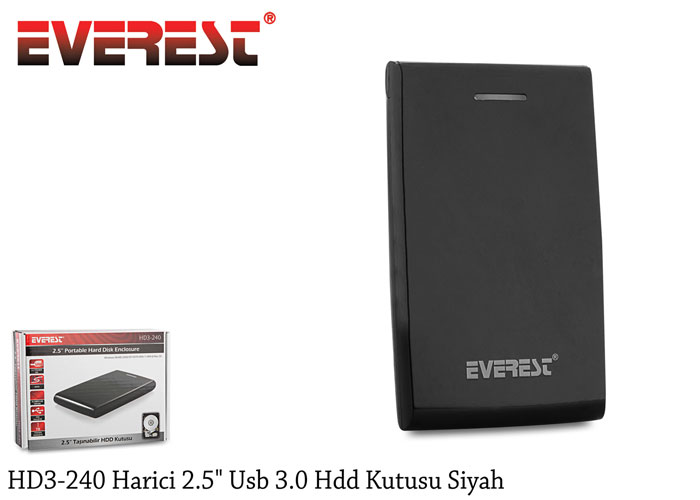 EVEREST HD3-240 HARICI 2.5" USB 3.0 HDD KUTU SIYAH