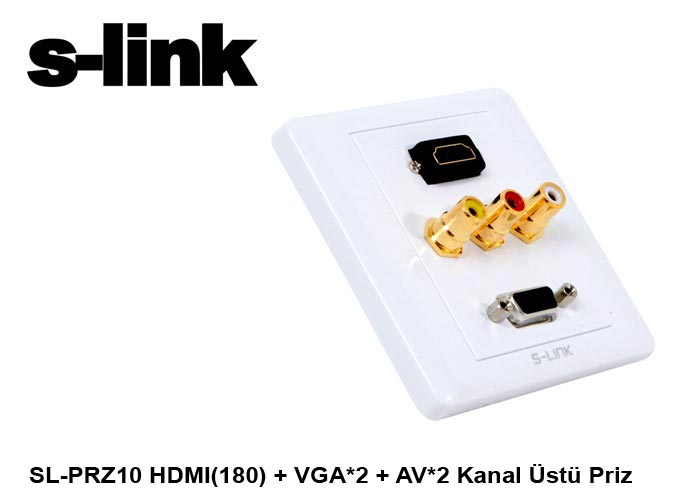 S-LINK  SL-PRZ10 HDMI(180) + VGA-2 + AV-2 KANAL UST PRIZ