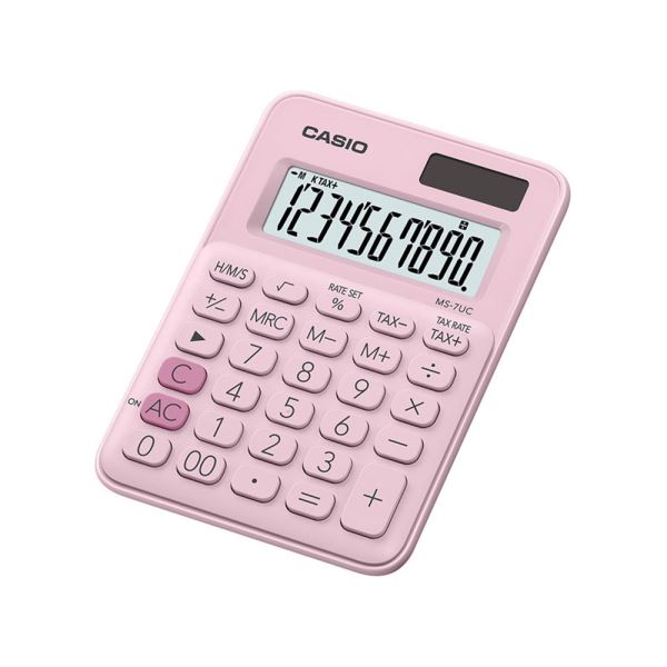 CASIO MS-7UC-PK 10 HANE ACIK PEMBE MASA USTU HESAP MAKINESI