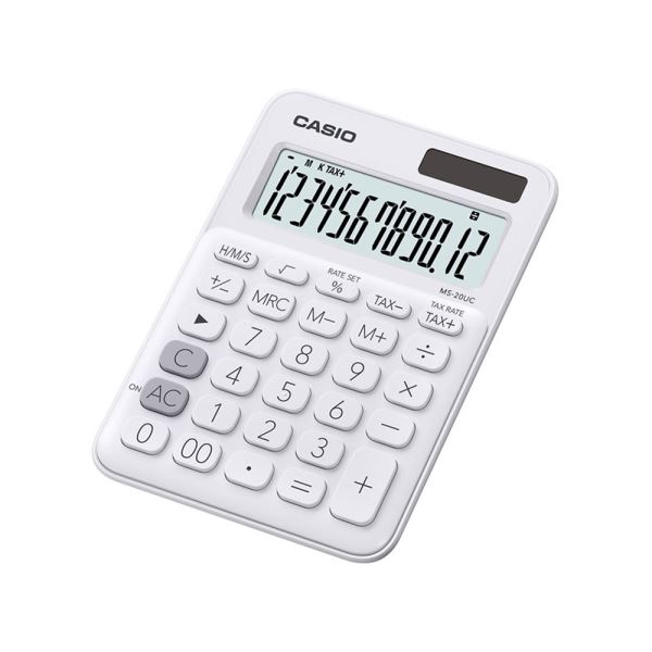 CASIO MS-20UC-WE 12 HANE BEYAZ MASA USTU HESAP MAKINESI