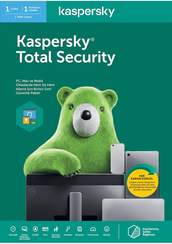 KASPERSKY TOTAL SECURITY MULTI DEVICE 1 KULLANICI 1 YIL