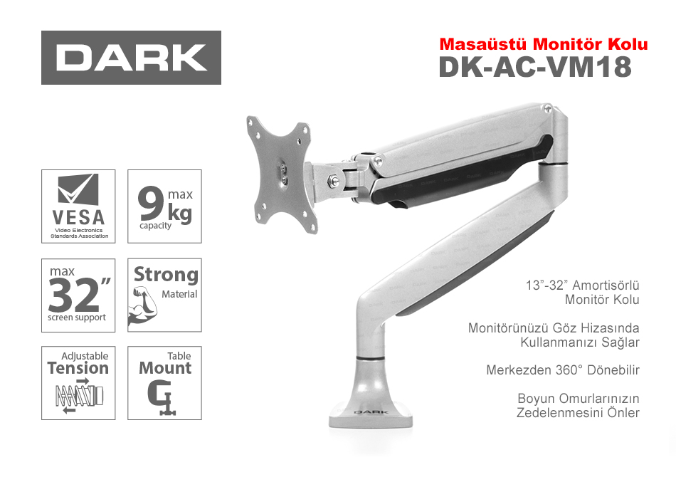 DARK DK-AC-VM-18 1X13"-32" MONITOR DESTEKLI