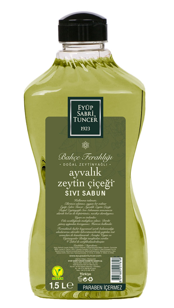 EYUP SABRI TUNCER 1,5LT AYVALIK ZEYTIN CICEGI  SIVI SABUN DOGAL ZEYTINYAGLI