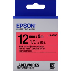 EPSON LK-4RBP PASTEL KIRMIZI UZERI SIYAH 12MM 9METRE ETIKET