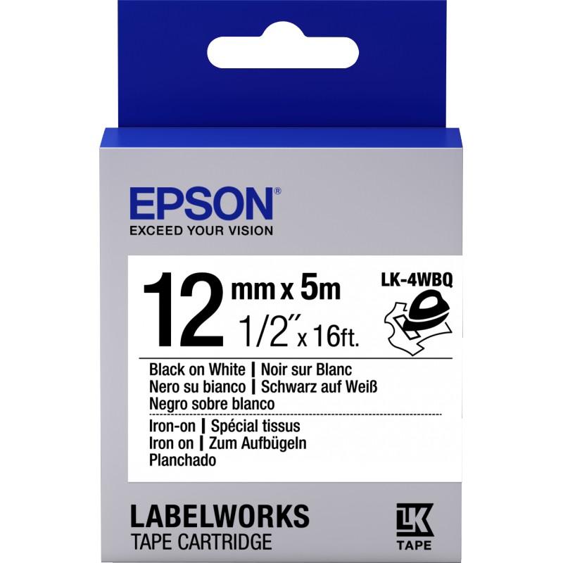 EPSON LK-4WBQ IRON SIYAH UZERI BEYAZ 12MM 9METRE ETIKET