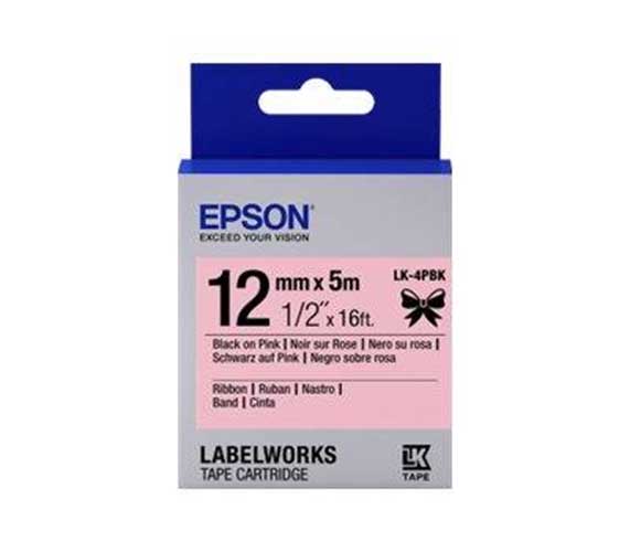 EPSON LK-4PBK SIYAN UZERI PEMBE 12MM 5METRE ETIKET