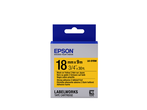 EPSON LK-5YBW STRONG SIYAH UZERI SARI 18MM 1,5METRE ETIKET