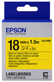 EPSON LK-5YB2 MIKNATISLI SIYAH UZERI SARI 18MM 1,5METRE ETIKET