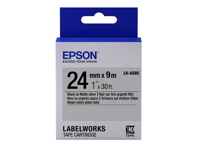 EPSON LK-6SBE MAT SIYAH UZERI MAT GUMUS 24MM 9METRE ETIKET