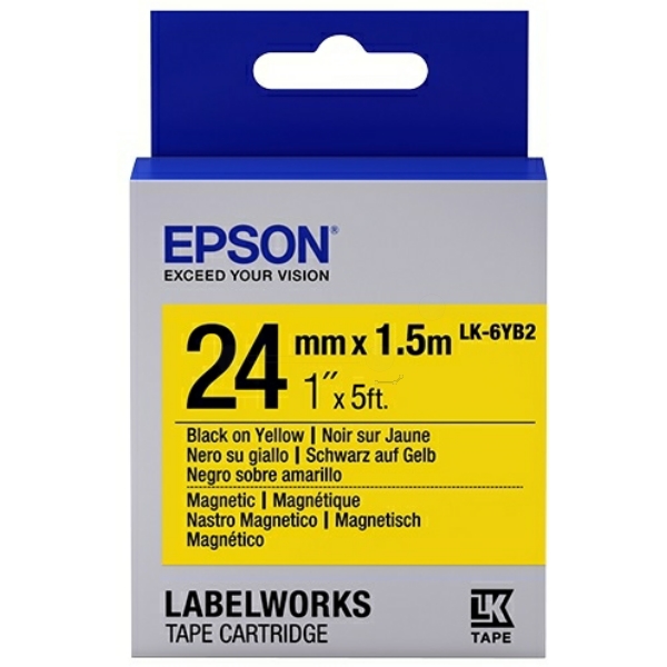 EPSON LK-6YB2 MIKNATISLI SIYAH UZERI SARI 24MM 1,5METRE ETIKET