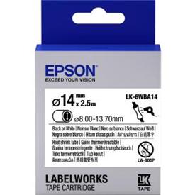 EPSON LK-6WBA14 ISIYLA DARALAN SIYAH UZERI BEYAZ 14MM 2,5METRE ETIKET