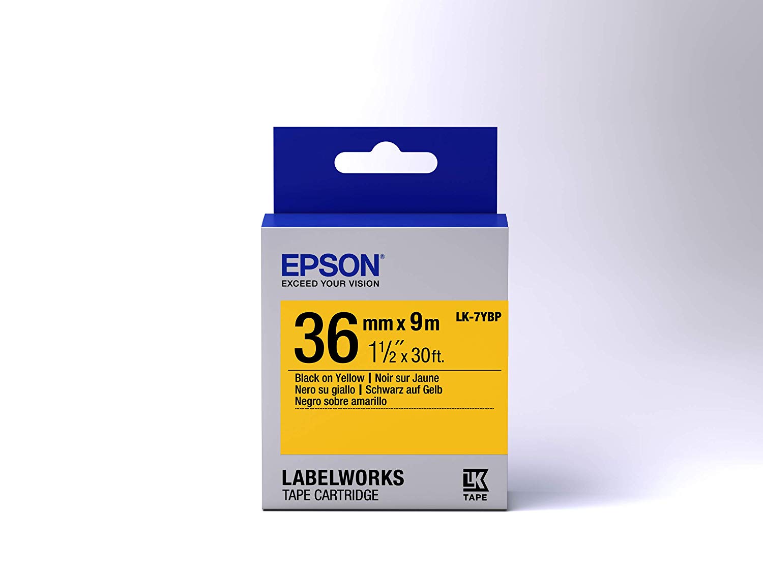 EPSON LK-7YBP PASTEL SARI UZERI SIYAH 36MM 9METRE ETIKET