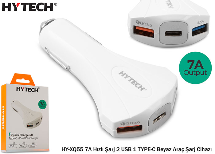 HYTECH HY-XQ55 7A HIZLI SARJ 2 USB 1 TYPE-C BEYAZ