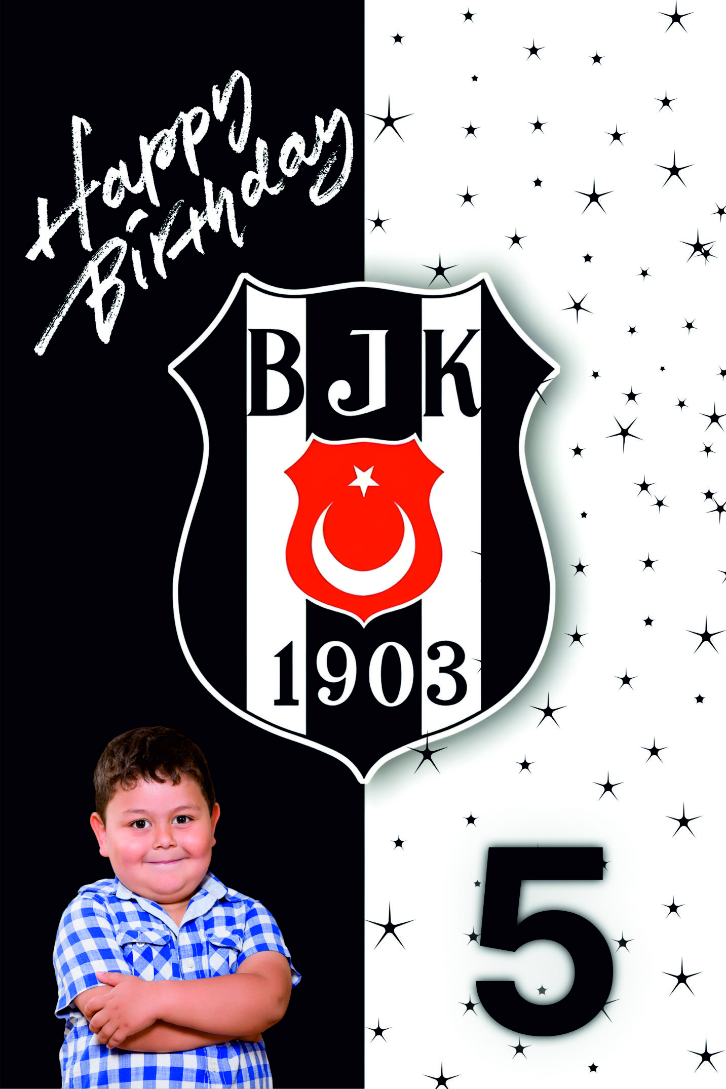 BJK Resimli Doğum Günü Afişi Baskı KARTON 02 50X70