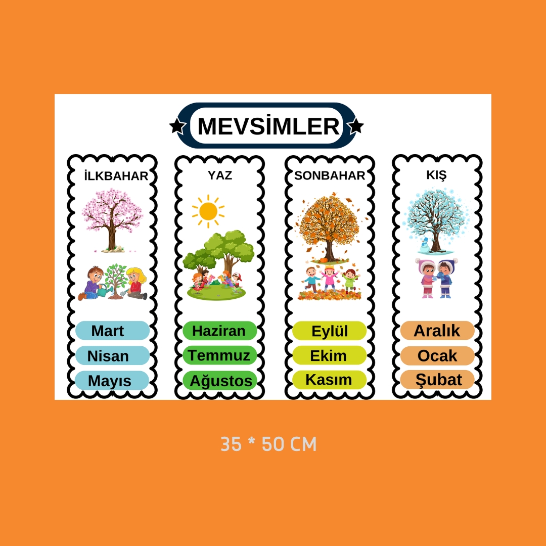 Mevsim Eğitici Tablo 35x50 cm Bristol Baskı 01