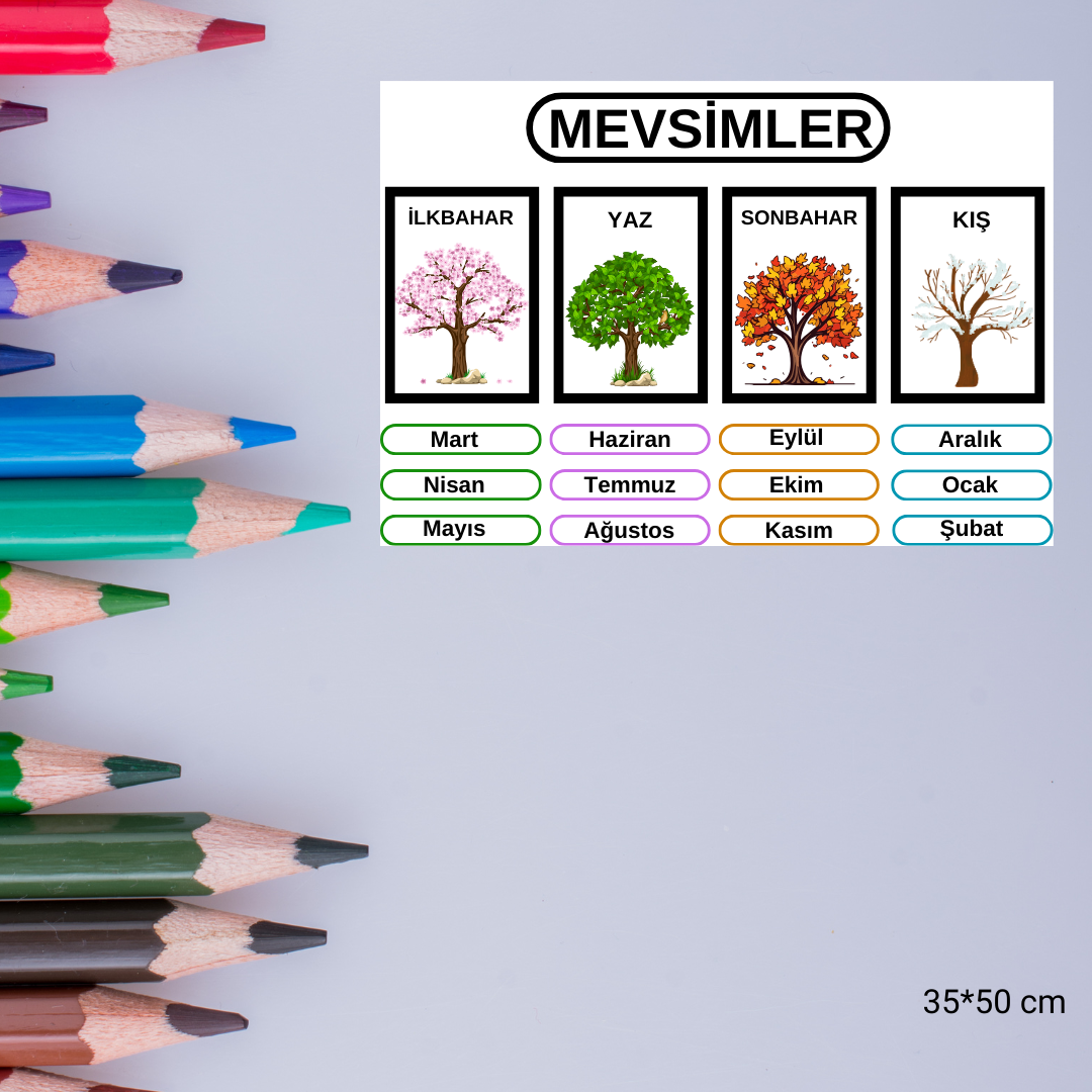 Mevsim Eğitici Tablo 35x50 cm Bristol Baskı 02