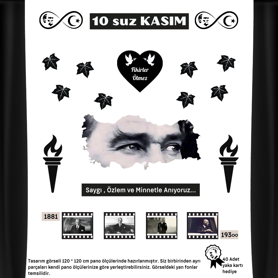 10 Kasım Atatürk'ü Anma Okul Panosu Tasarımı 