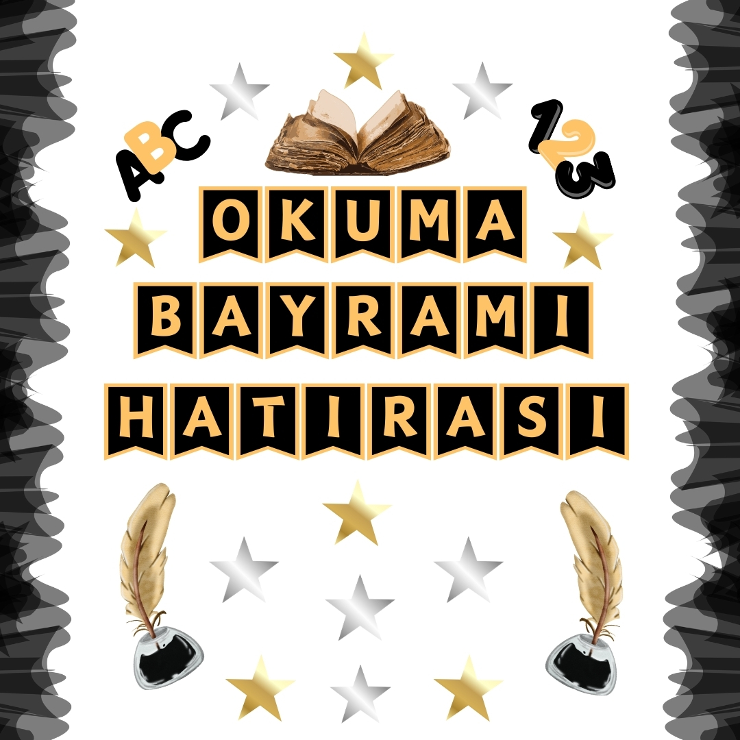 Okuma Bayramı Pano Süsü (Okuma Bayramı Hatırası yazılı) Siyah - Sarı