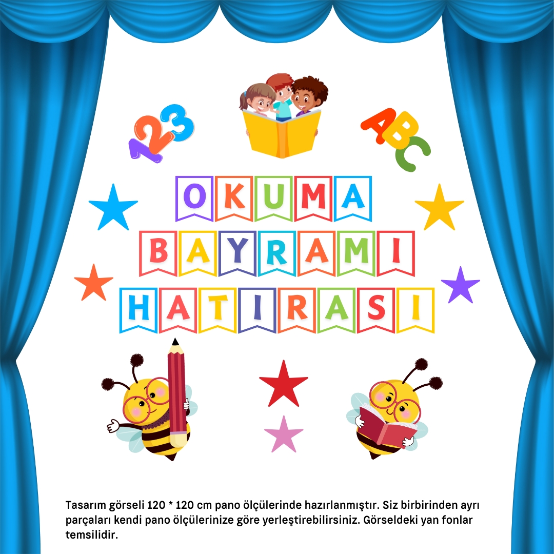 Okuma Bayramı Pano Süsü (Okuma Bayramı Hatırası yazılı) Renkli