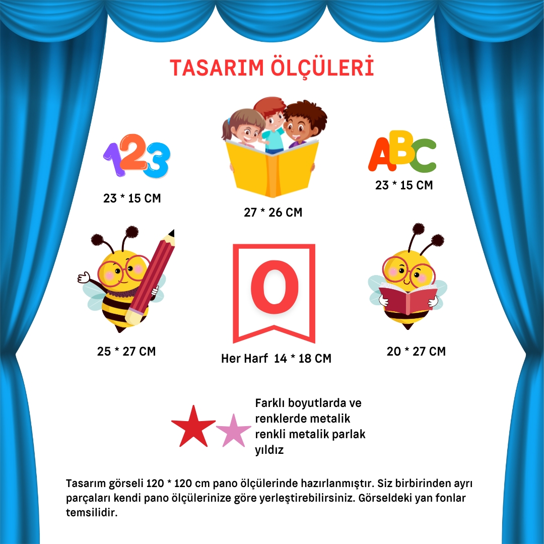 Okuma Bayramı Pano Süsü ( Artık okuyorum, yazıyorum yazılı)  Renkli