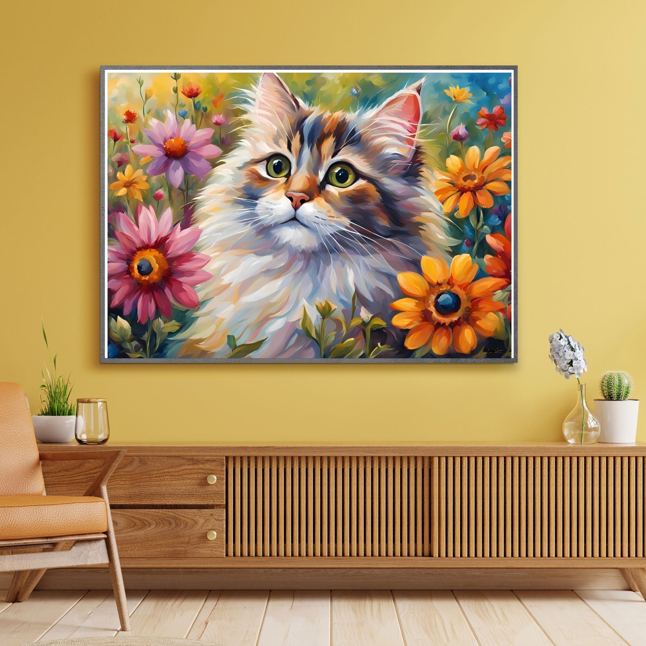 SEVİMLİ KEDİ CAT1 70X50CM ÇERÇEVESİZ TABLO